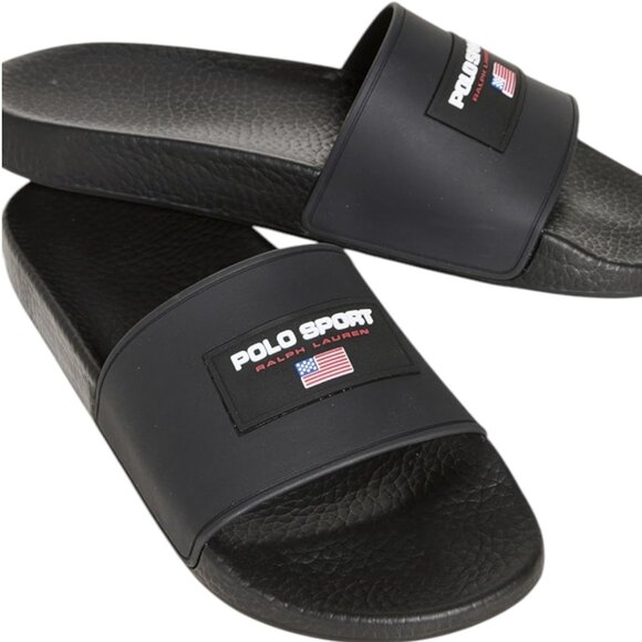 Ralph Lauren Polo Sport EVA Pool Slide Sandals Black - Picture 1 of 10
